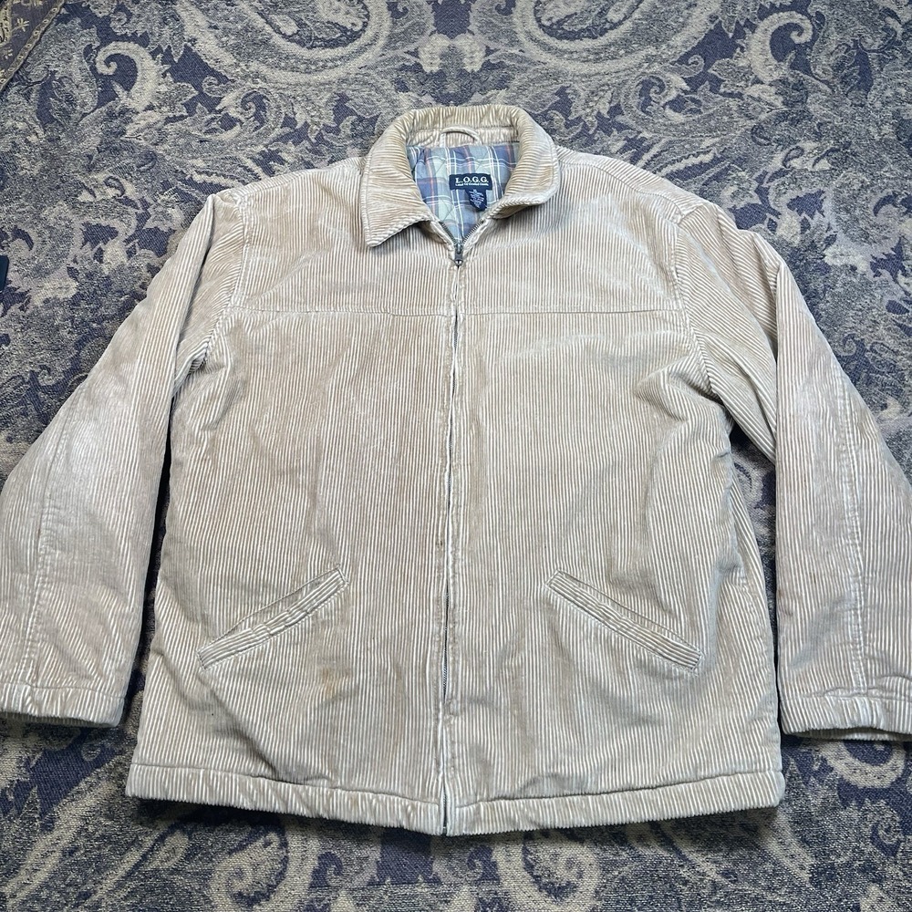 Vtg LOGG Brown Corduroy Full Zip Jacket Mens Size XL